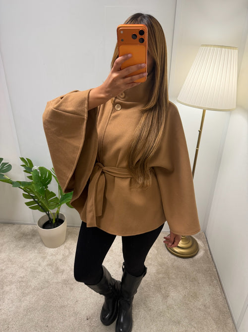 Veste Léa Cape boutonnée col montant