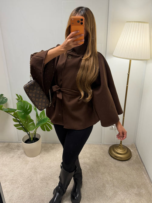 Veste Léa Cape boutonnée col montant