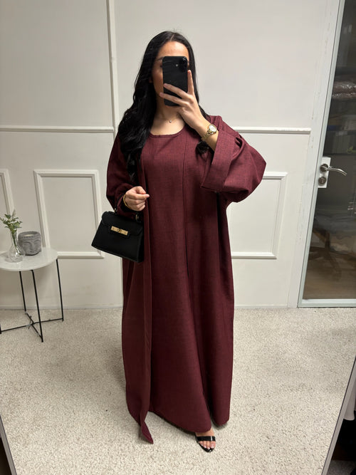 Abaya + Kimono en lin Sherine 2 pièces