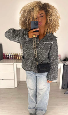 Cardigan zippé en maille côtelée NAYIA