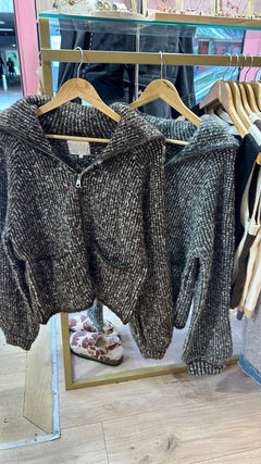 Cardigan zippé en maille côtelée NAYIA