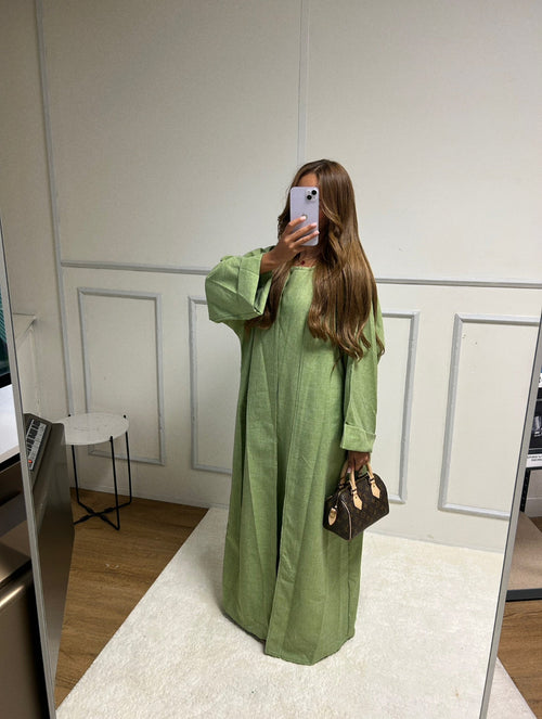 Abaya + Kimono en lin Sherine 2 pièces