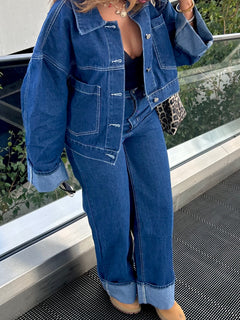 Veste en jeans loose LÉNA BLEU