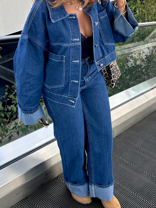 Veste en jeans loose LÉNA BLEU