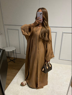 Abaya + Kimono en lin Sherine 2 pièces
