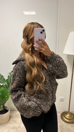 Cardigan zippé en maille côtelée NAYIA