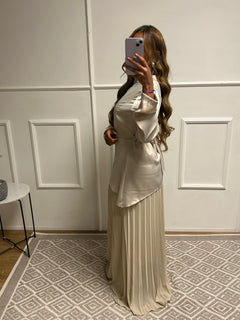 Robe doublure jupe plissé ceintré Enna 10805