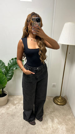 Jeans loose taille basse SYRIELLE (gris)