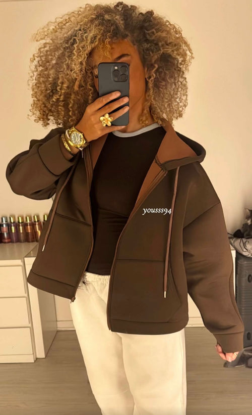 Gilet Sweat oversize Nora zippé effet néoprène