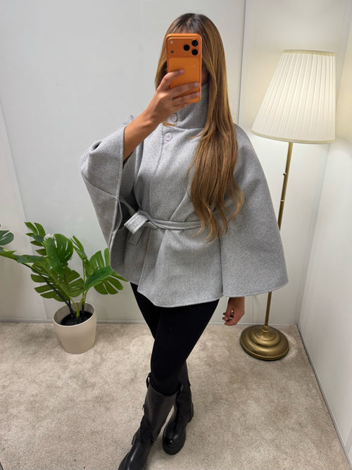 Veste Léa Cape boutonnée col montant