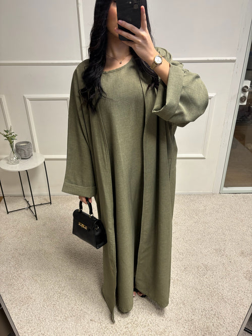 Abaya + Kimono en lin Sherine 2 pièces