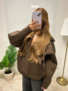 Gilet Sweat oversize ziya zippé effet néoprène