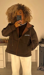 Gilet Sweat oversize Nora zippé effet néoprène
