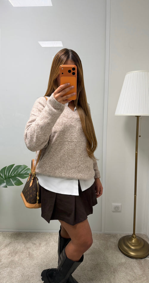 Pull col V en laine Alice