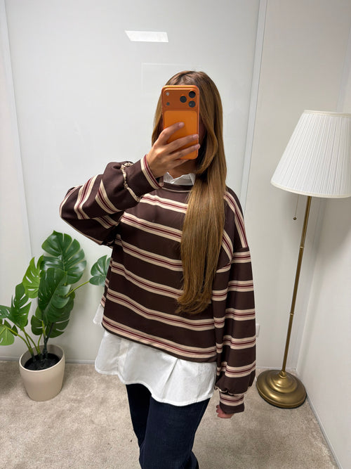 Pull marinière ELLA + chemisier blanc