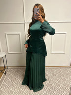 Robe doublure jupe plissé ceintré Enna 10805