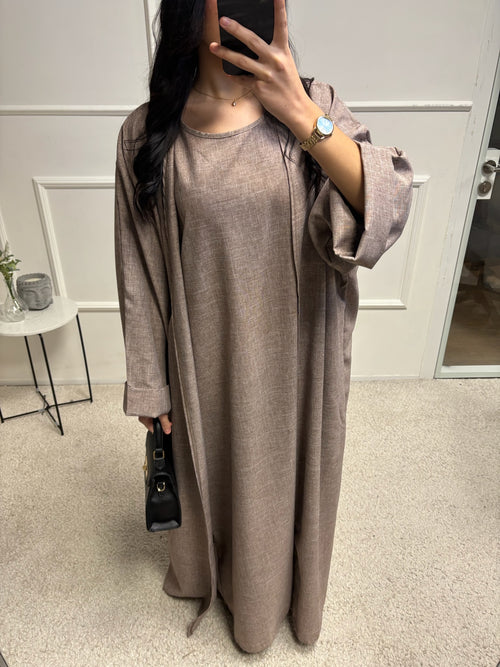 Abaya + Kimono en lin Sherine 2 pièces
