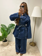 Veste en jeans à ceinture boutonné SYRIELLE ( bleu)