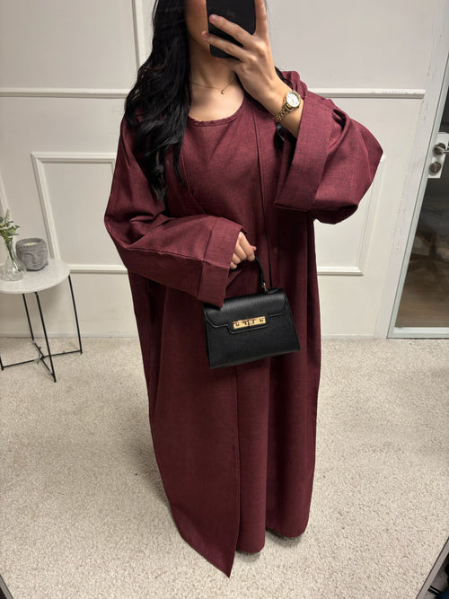 Abaya + Kimono en lin Sherine 2 pièces