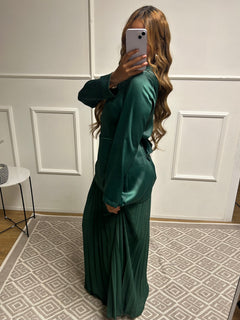 Robe doublure jupe plissé ceintré Enna 10805