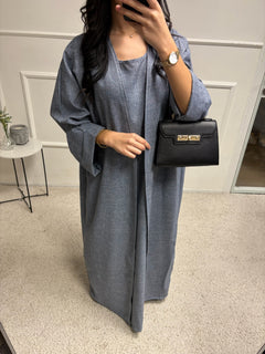 Abaya + Kimono en lin Sherine 2 pièces