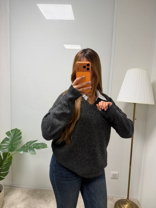 Pull col V en laine Alice