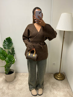 Gilet cache cœur en laine Fedoua (marron)