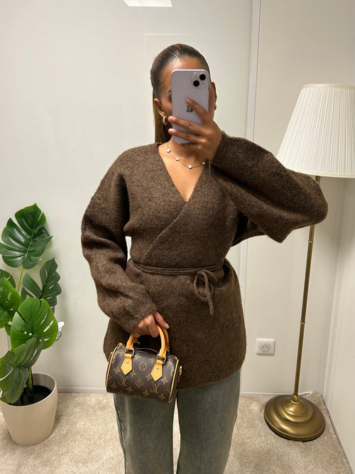 Gilet cache cœur en laine Fedoua (marron)