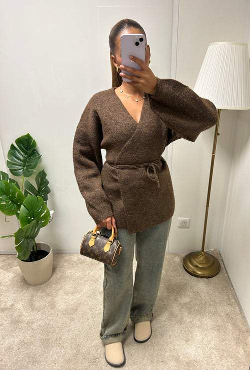 Gilet cache cœur en laine Fedoua (marron)