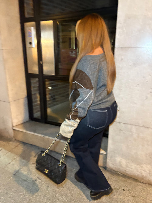 Pull ENNA boutonné à motifs carreaux