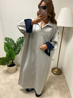 Robe pull aux manche retroussé bi color IMANE
