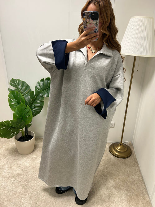 Robe pull aux manche retroussé bi color IMANE