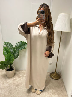 Robe pull aux manche retroussé bi color IMANE