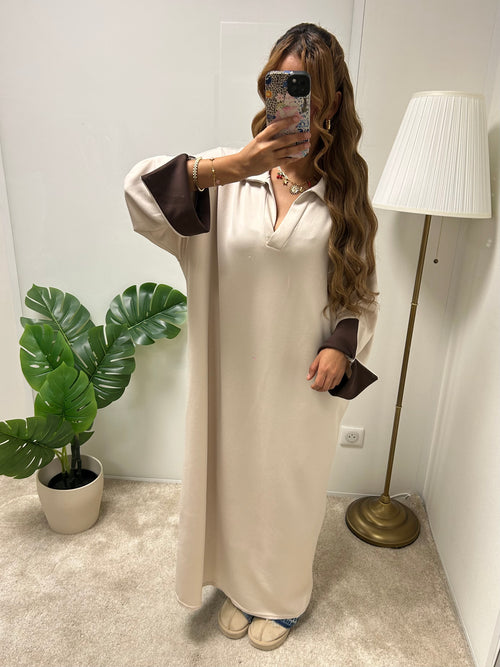 Robe pull aux manche retroussé bi color IMANE