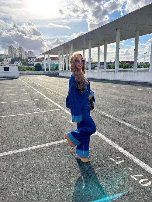 Jeans retroussé LÉNA (bleu clair )