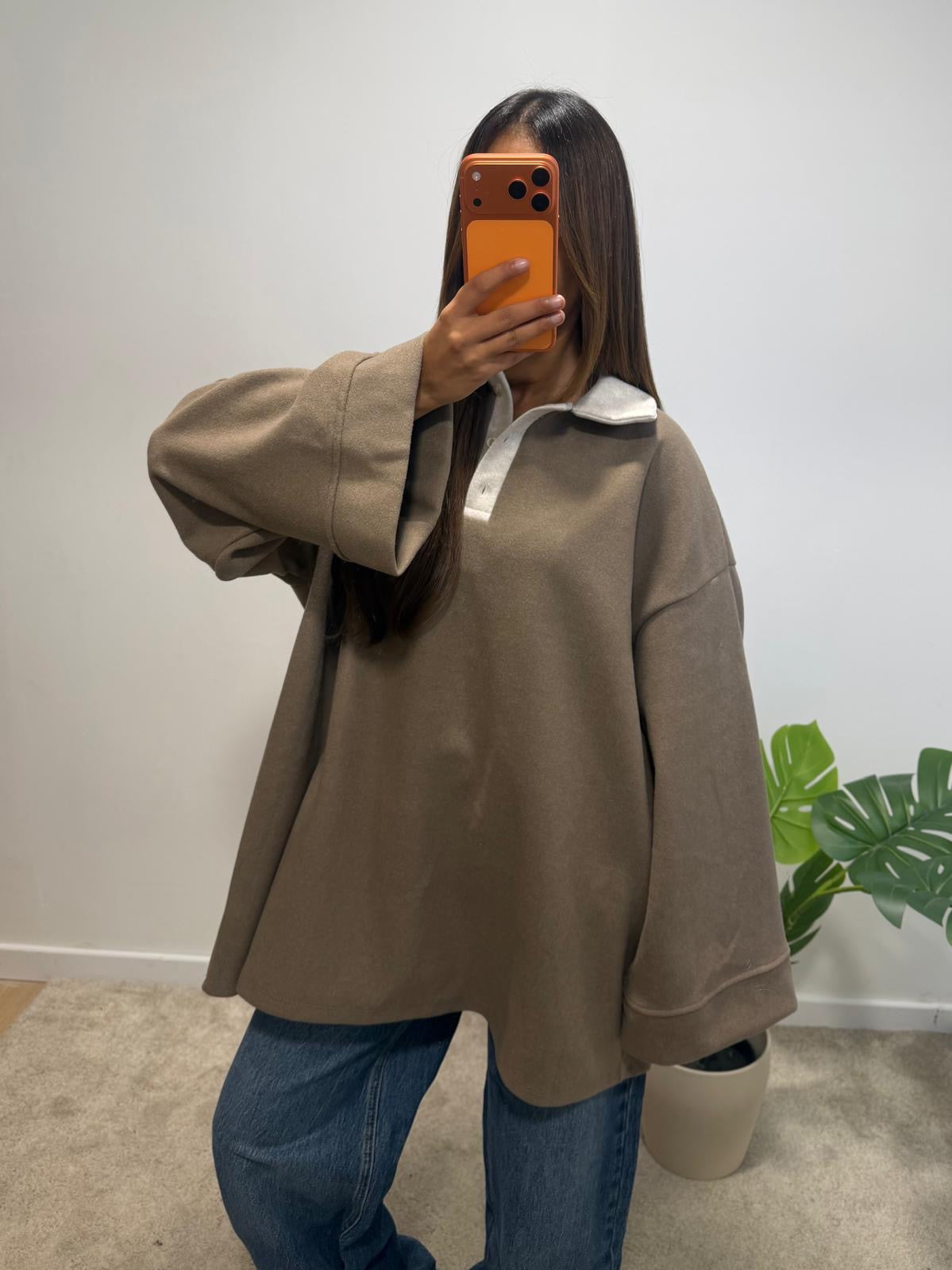 Sweat Oversize à Col Polo LÉONIE