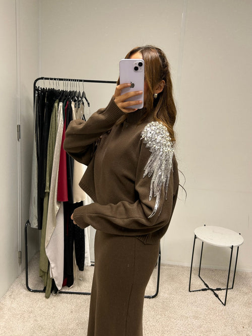 Ensemble Ange Robe+Pull (Marron)