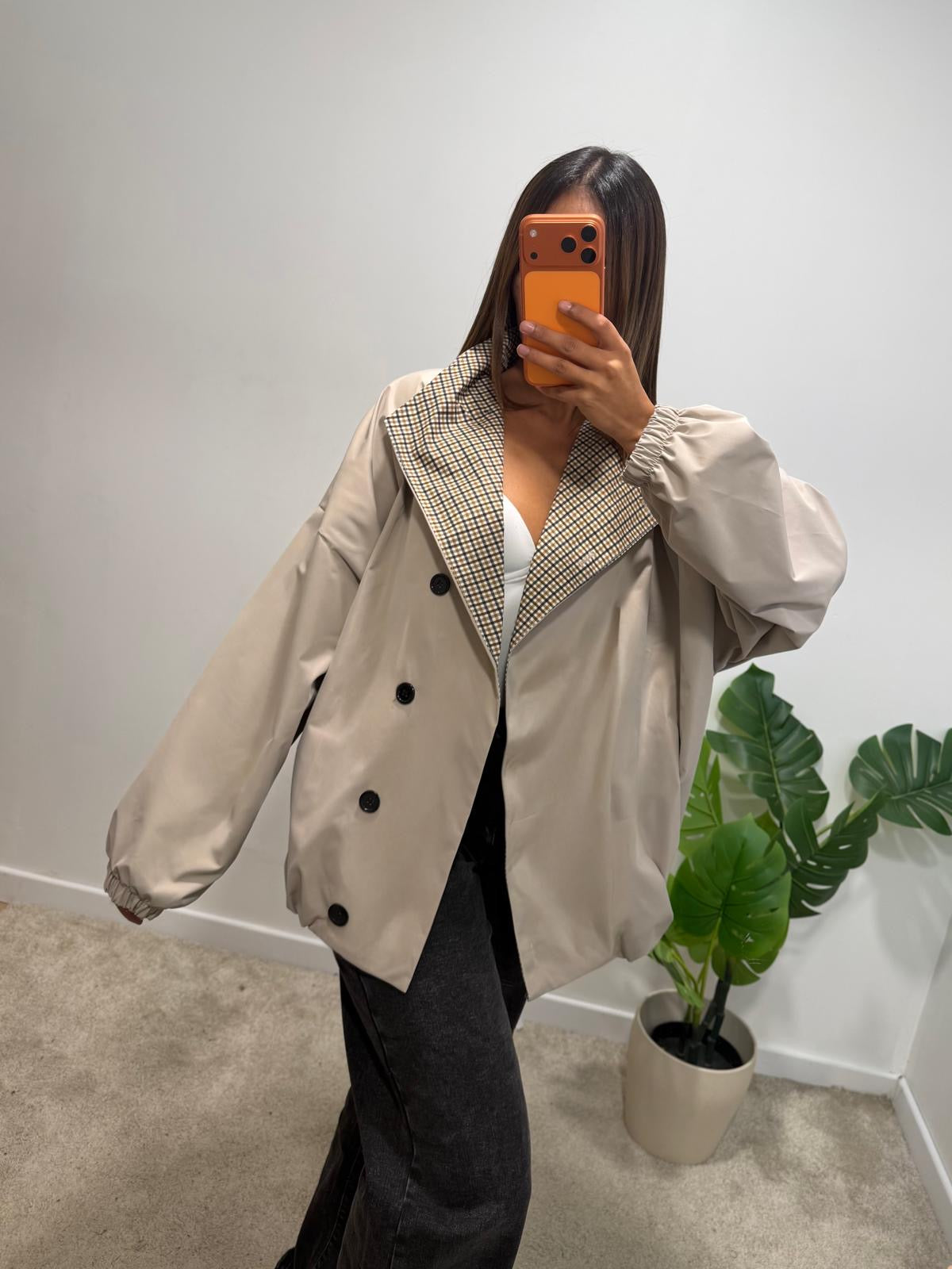 Veste Oversize à Col carreaux MINDY