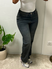 Jeans délavé gris anthracite Soraya coupe droite