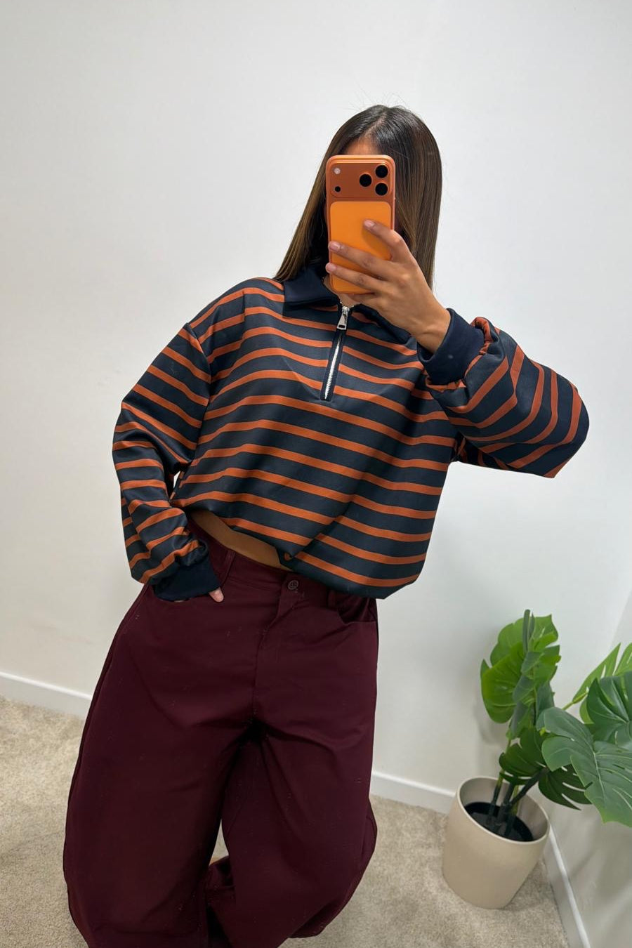 Sweat polo zippé rayé AYNESS