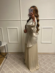 Robe doublure jupe plissé ceintré Enna 10805