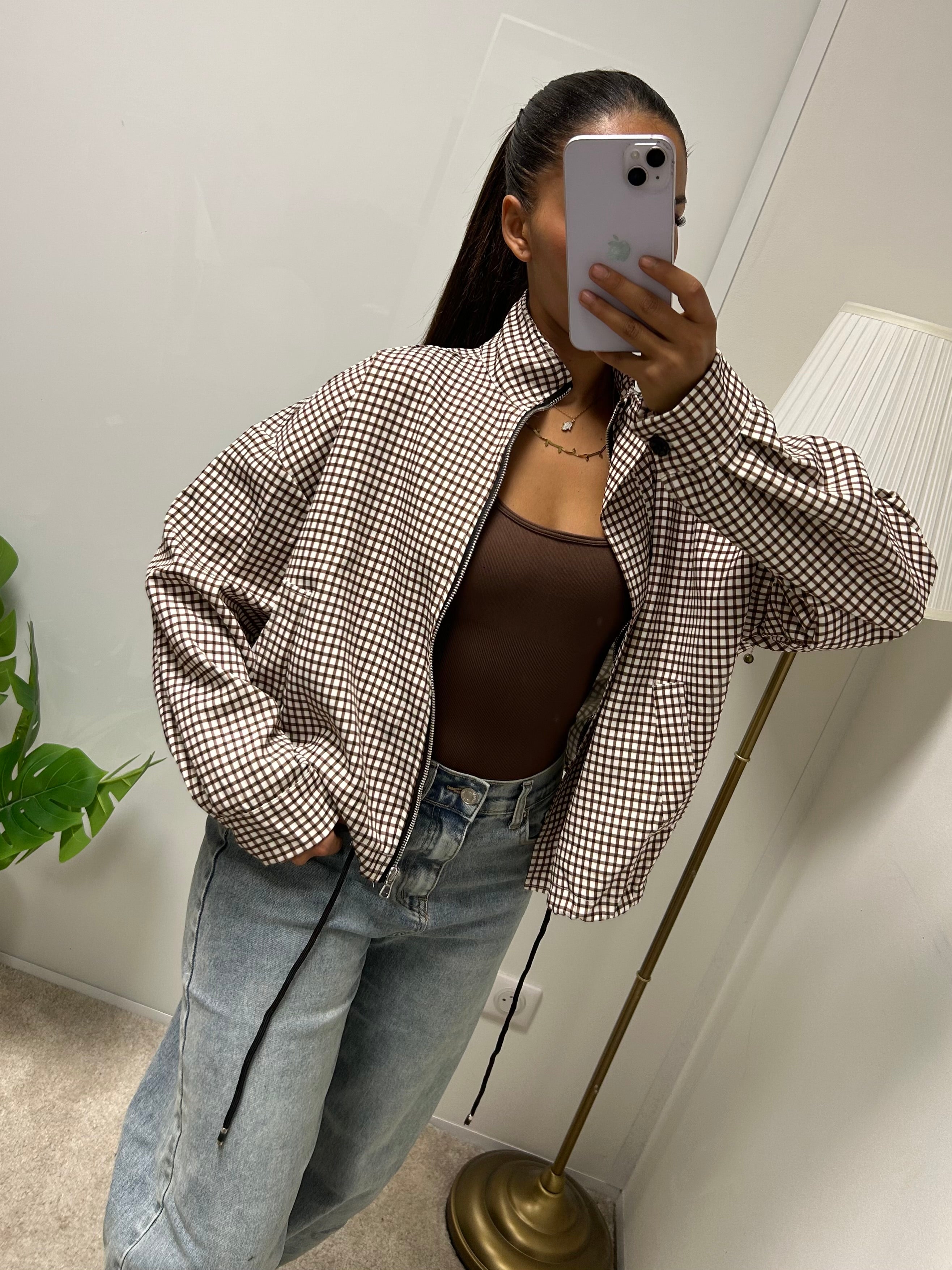 Veste imprimé carreaux Linaya