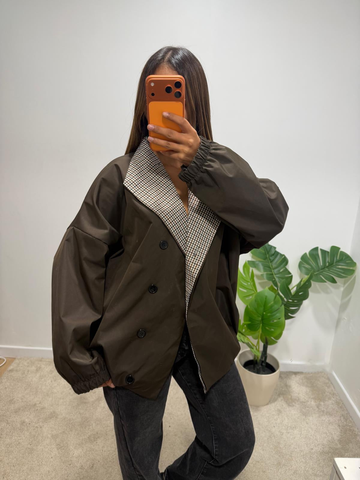 Veste Oversize à Col carreaux MINDY