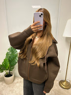 Gilet Sweat oversize Nora zippé effet néoprène