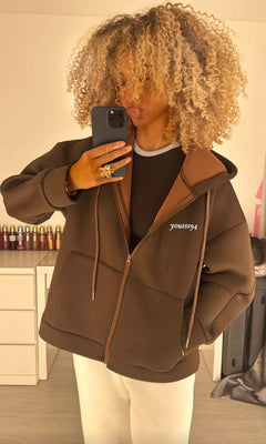 Gilet Sweat oversize ziya zippé effet néoprène