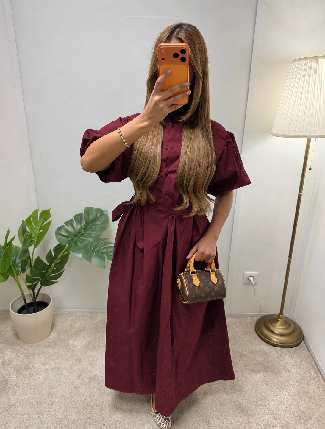 Robe chemise longue manches bouffantes CILIA