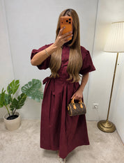 Robe chemise longue manches bouffantes CILIA