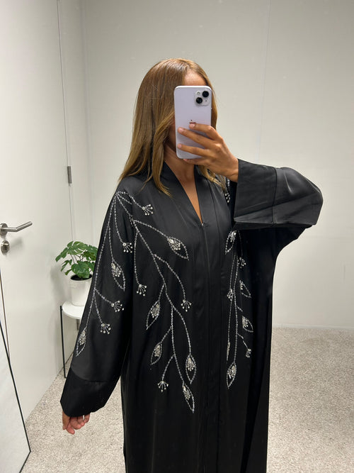 Abaya à zip WARDIA Noir [H-22]