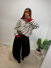 Sweat polo zippé rayé AYNESS
