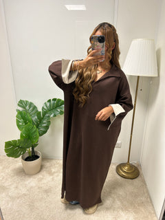 Robe pull aux manche retroussé bi color IMANE